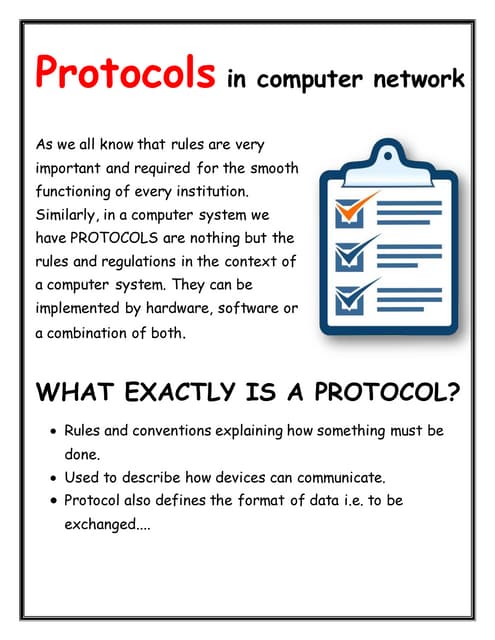 Protocols in computer network   