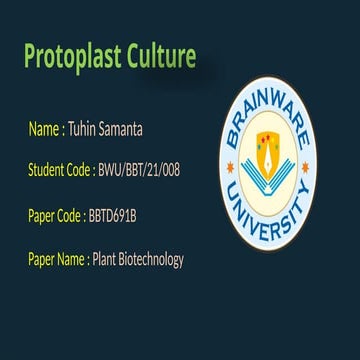 Protoplast-Culture for biotechnology and bio mass