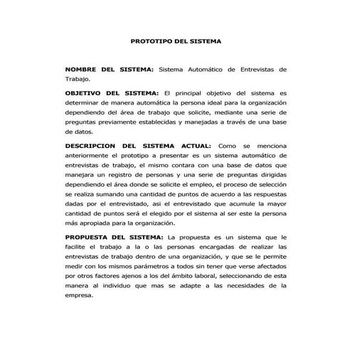 Prototipo del sistema - Sistema Automatizado de Entrevistas de Trabajo