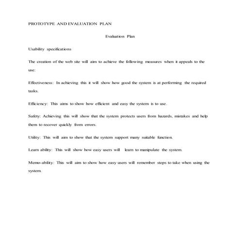 HCI - PROTOTYPE & EVALUATION PLAN