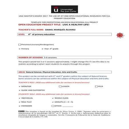 Prototype of a CLIL project: 