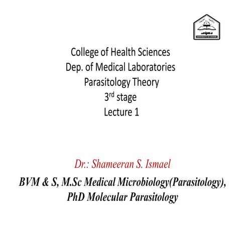 Medical Parasitology introduction
