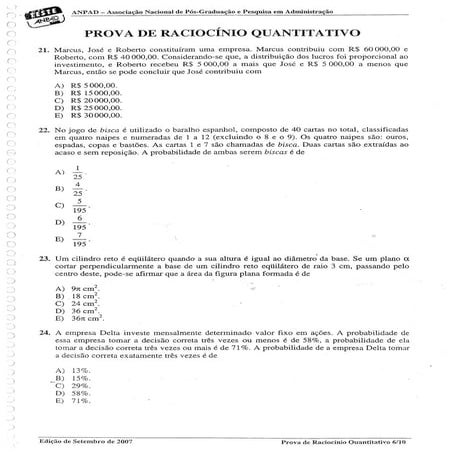 Prova de raciocinio quantitavo setembro 2007