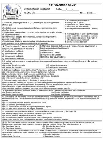 Prova historia 2 ano conflitos 1 republica (1)