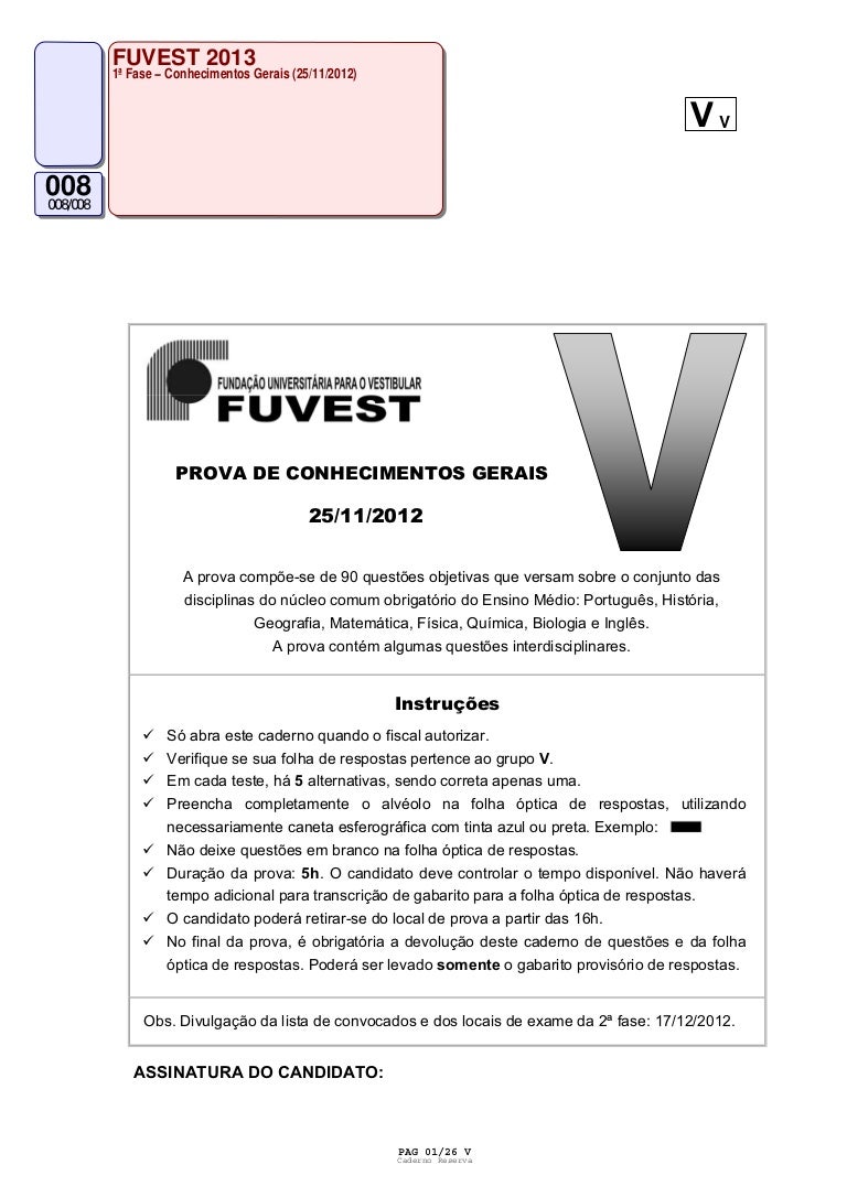 Fuvest 2013 Em Quatro Das Alternativas Abaixo