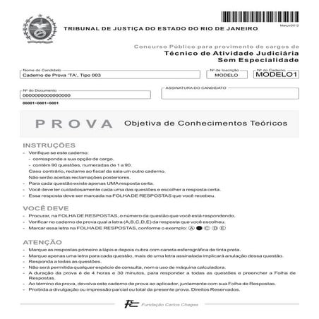Prova tipo 03 Técnico Judiciário TJ-RJ 2012 | PDF