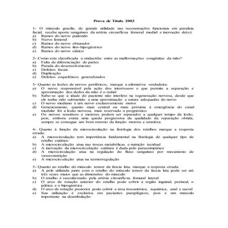 Prova  2003 Cirurgia Plástica 
