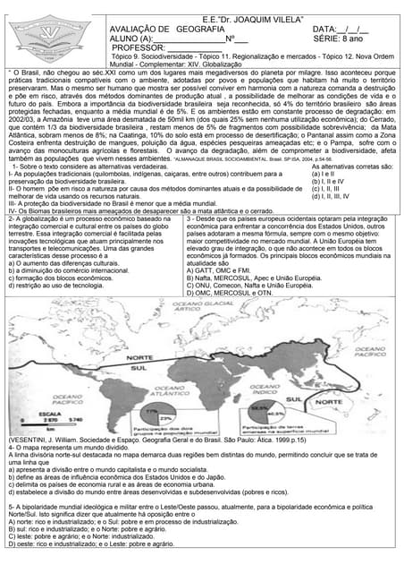 Prova 4 bimestre geografia 8 ano to...
