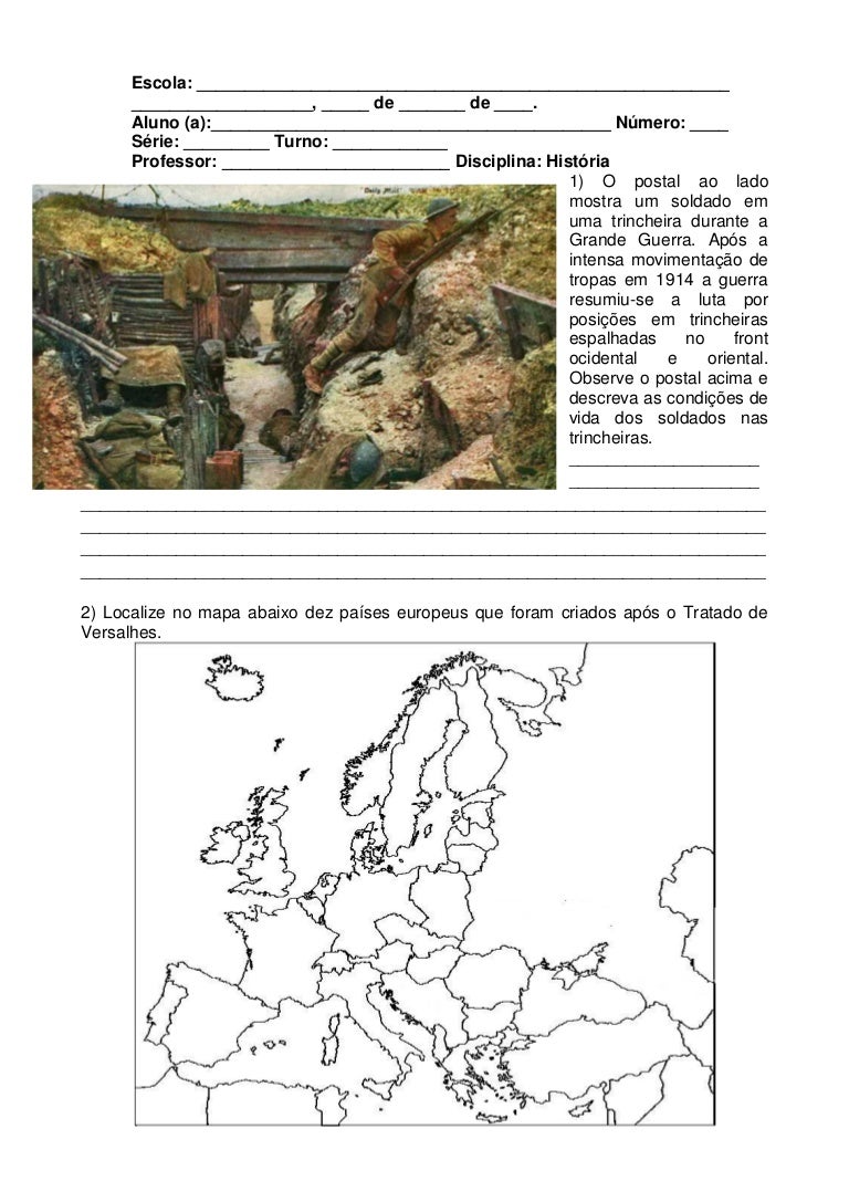 Atividades 1º Guerra Mundial IV
