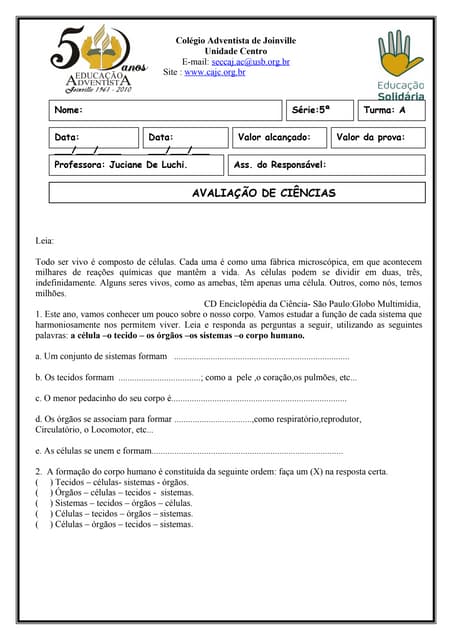  Prova+de+ciências+sistema+nervoso