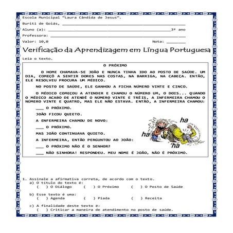 Prova de junho  3 ano