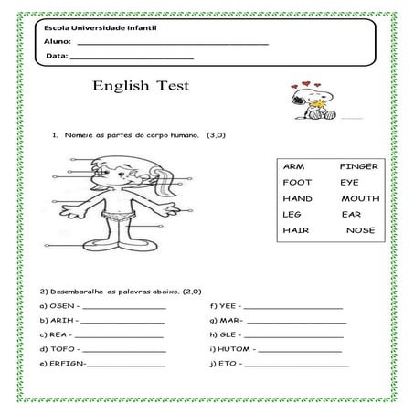 Teste - Inglês 3 ano | DOC