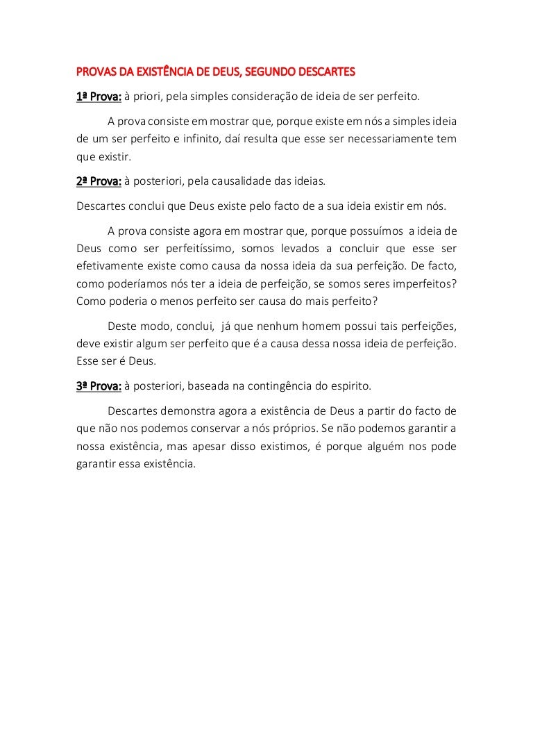 Provas Da Existência De Deus Descartes