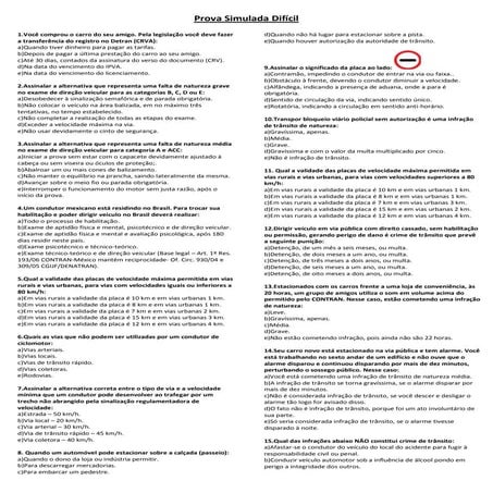 Prova simulada dificil