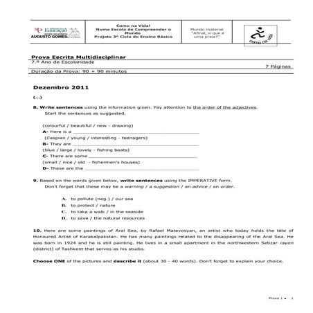 Prova trandisciplinar _Inglês