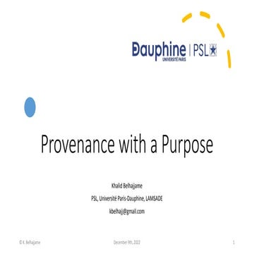 Provenance witha purpose