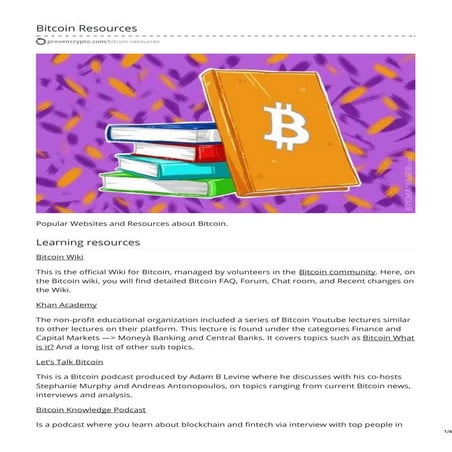 Best Bitcoin Resources - Crypto Learning Center | ProvenCrypto