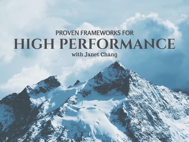 Proven Frameworks for High Performance