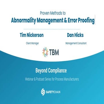 Proven Methods to Abnormality Management and Error Proofing