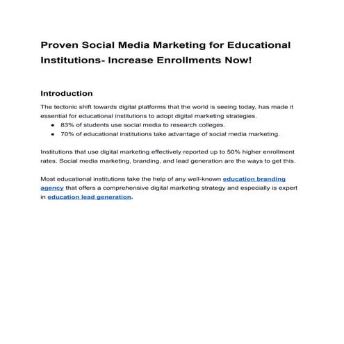 Proven Social Media Marketing for Educational Institutions- Increase Enrollments Now!