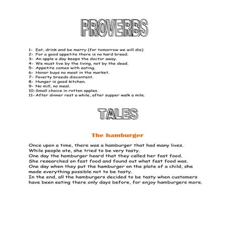 Proverbs and the hamburger tale