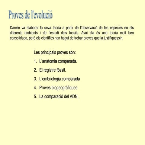 Proves de l'evolució. Especiació.