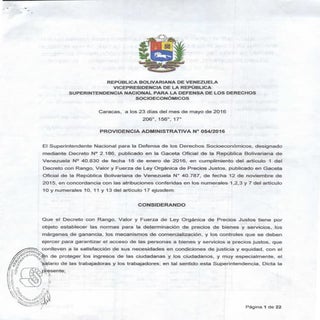 Providencia administrativa 054 2016 1