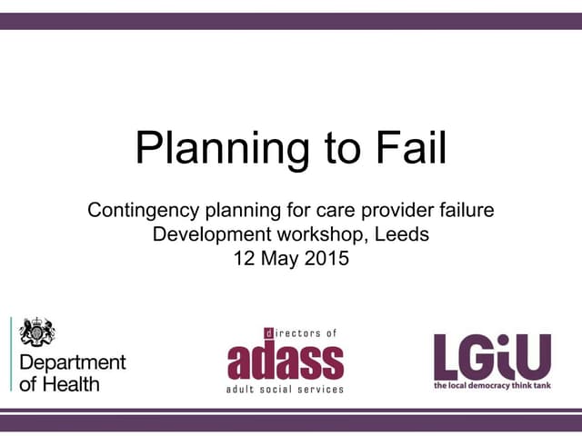 Planning for social care provider failure 
