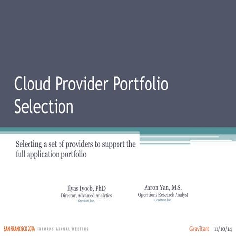 Cloud Provider Portfolio Selection