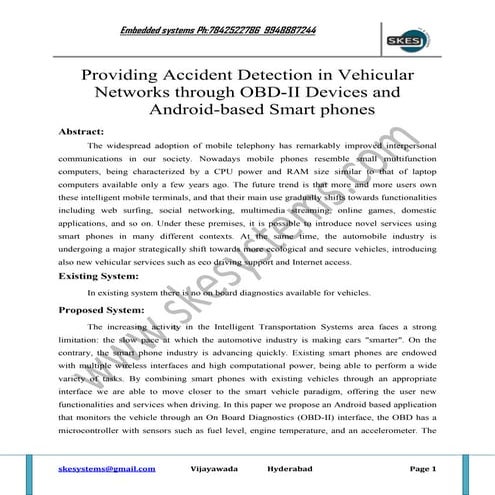 Providing accident detection in vehicular