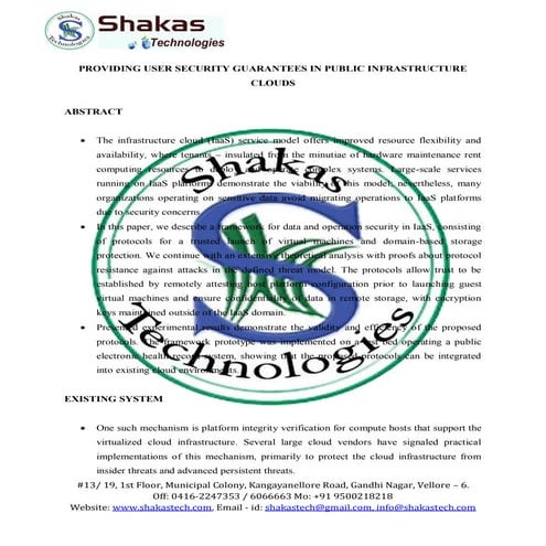 Providing user security guarantees in public infrastructure clouds