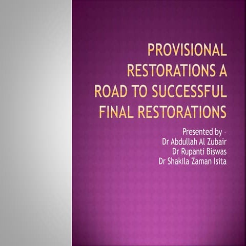 Provisional restorations a road to successful final restorations