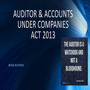 Provisions relating to Accounts and Audit
