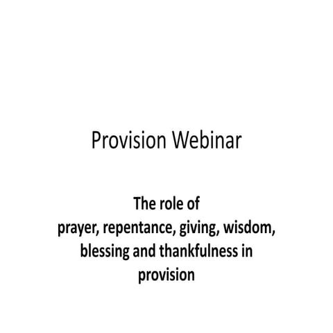 Provision Webinar: How God Provides