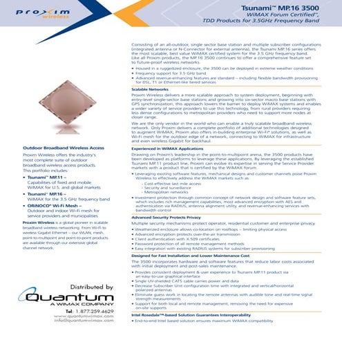Proxim Tsunami Mp 16 3500 - Product Description (quantumwimax.com)