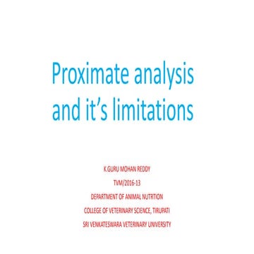 Proximate analysis and fibre fraction 