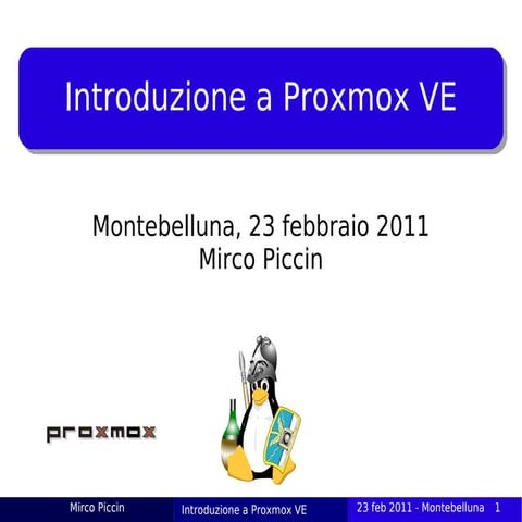 Proxmox Ve - Introduzione - MontelLUG Cs2011