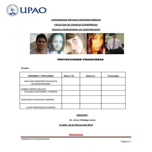 Proyecciones financieras