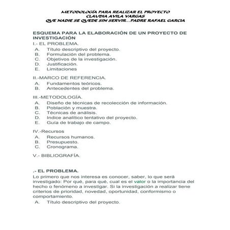 Pasos para elaborar un Proyecto | PDF