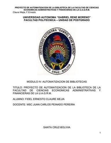 proyecto de automatizacion de biblioteca de la facultad de ciencias economica...