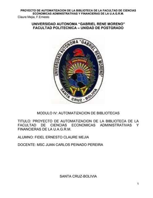 proyecto de automatizacion de biblioteca de la facultad de ciencias economica...
