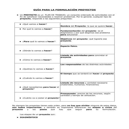 Apuntes para crear un proyecto | PDF
