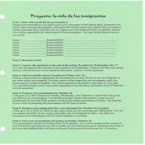 Proyecto: la vida de los inmigrantes