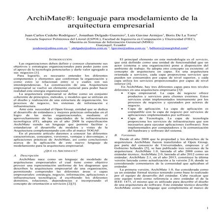 Archimate: lenguaje para modelamiento de la arquitectura empresarial