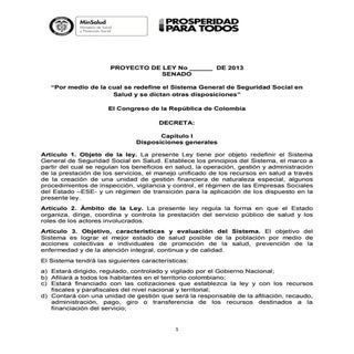 Proyecto de ley reforma a la salud