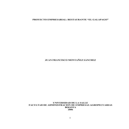 Proyecto Empresarial Para Montar Un Restaurante