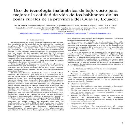 Uso de tecnología inalámbrica de bajo costo para mejorar la calidad de vida d...