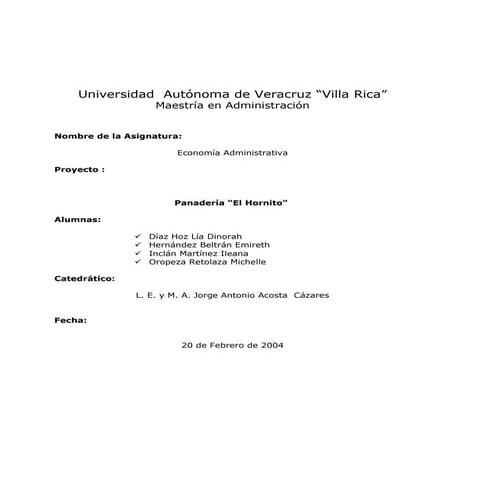 Proyecto panaderia