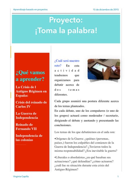 Proyecto "Toma la palabra"