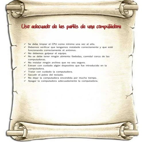 Uso responsable y adecuado de las partes de una computadora. | PDF